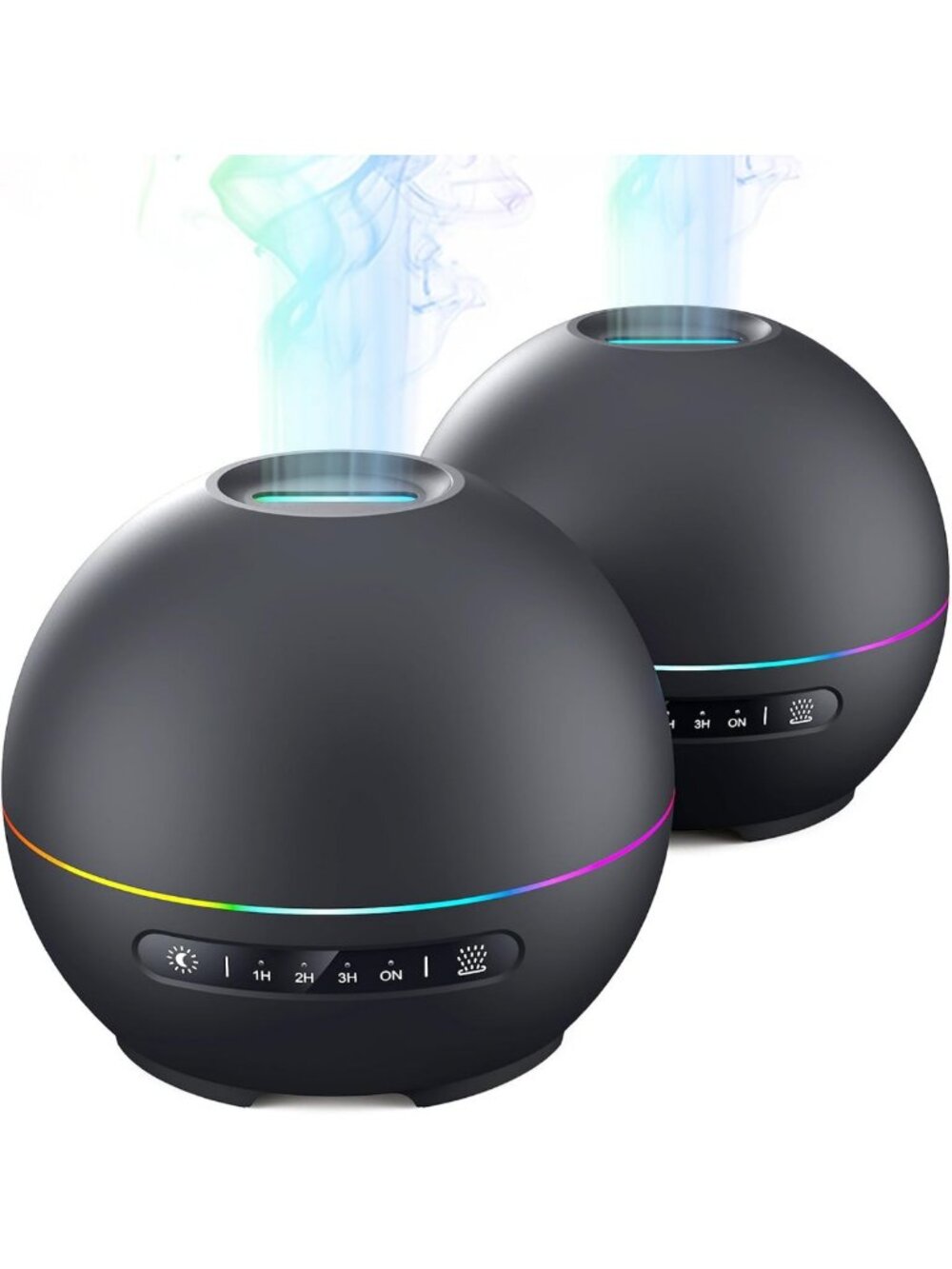 2 Pack Ultrasonic Essential Oil Diffusers - 200ml Aromatherapy, 7 Color Lights